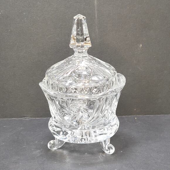 Vtg ABP Leaded Cut Crystal Lid Sugar Bowl Hobstars With Spire and Pinwheel Candy - Picture 2 of 9